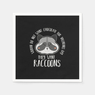 Servilleta De Papel Raccoon Lover Raccoon Para Día de San Valentín