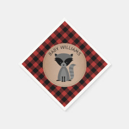 Servilleta De Papel Raccoon Lumberjack Plaid Baby Shower Napkins