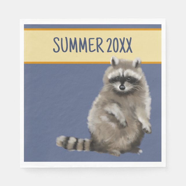 Servilleta De Papel Raccoon Summer Paper Napkin (Anverso)