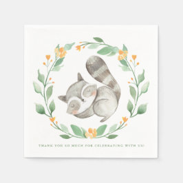 Servilleta De Papel Raccoon Wreath Baby Shower