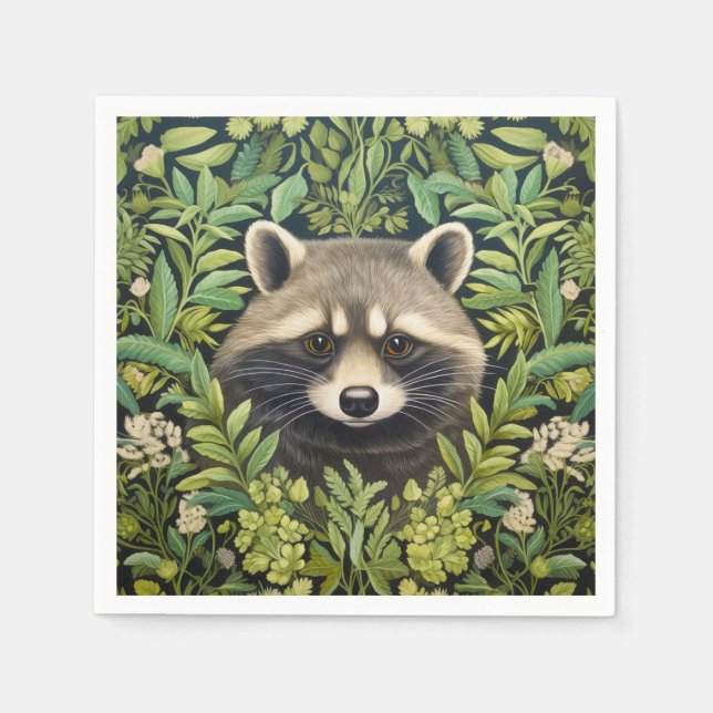 Servilleta De Papel Raccoon y estilo de arte folklórico nuevo (Anverso)