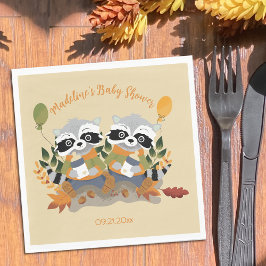 Servilleta De Papel Raccoons Twin Woodland Baby Shower Paper Napkins