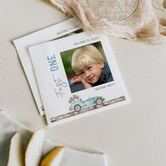 Servilleta De Papel Race Car 1ᵉʳ Fotos de cumpleaños