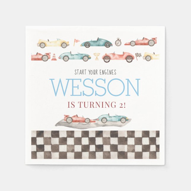 Servilleta De Papel Race Car Birday Napkins (Anverso)