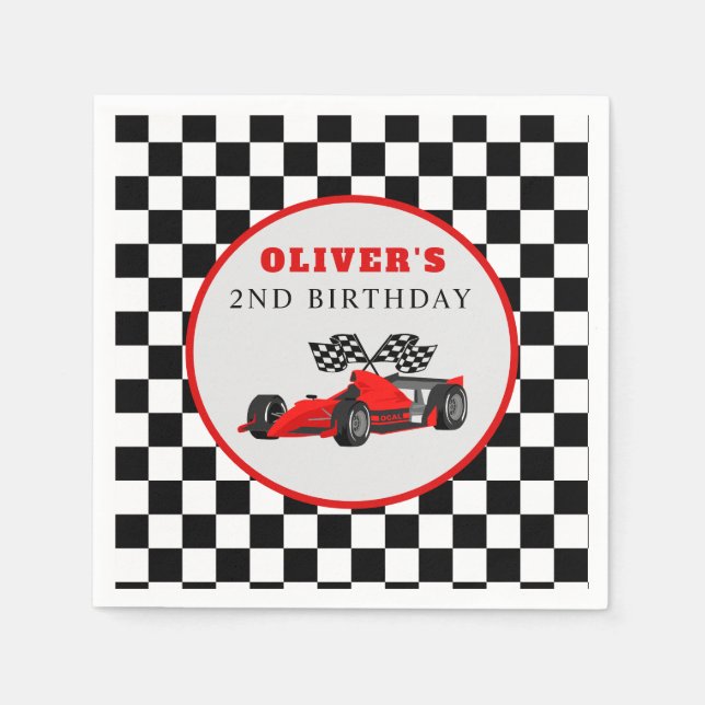 Servilleta De Papel Race Car Carreras Napkins Fiesta de Cumpleaños (Anverso)