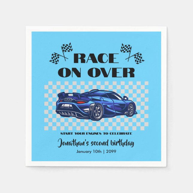 Servilleta De Papel Race en contra del moderno auto deportivo azul cua (Anverso)