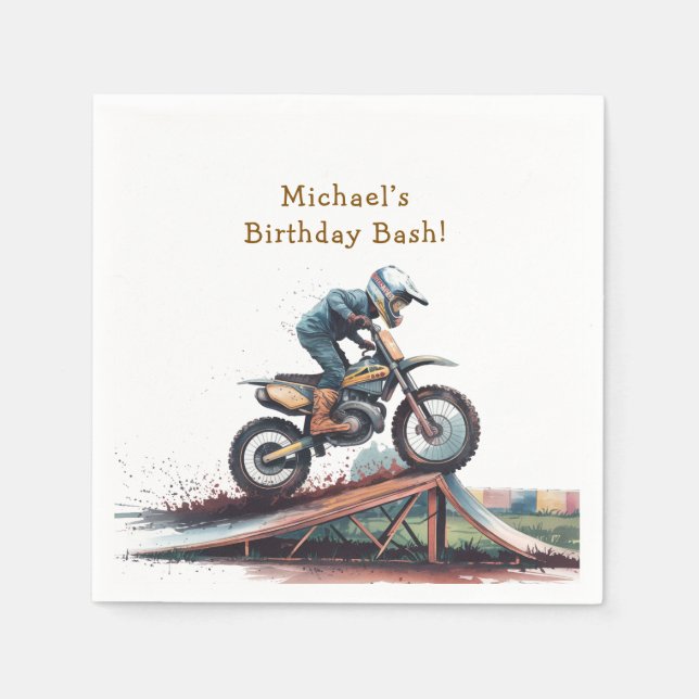 Servilleta De Papel Racer Revuelto: Bash de cumpleaños de moto (Anverso)