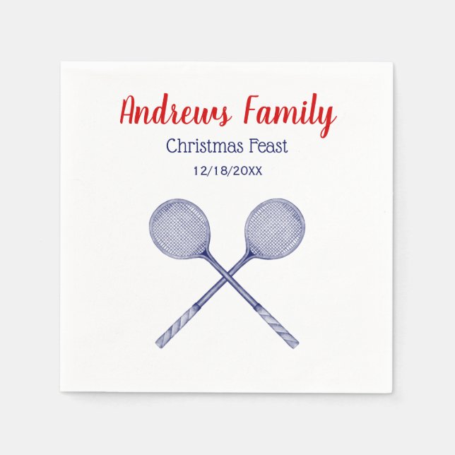 Servilleta De Papel Racquets cruzados azul (Anverso)