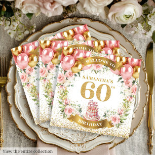 Servilleta De Papel Radiant 60th Birthday Napkins Boho Flower Design