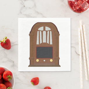 Servilleta De Papel Radio Antiguo de Tubos Estéreo de Madera Antigua