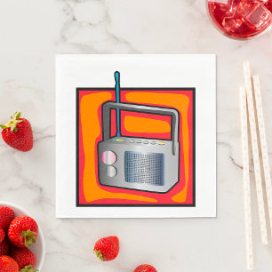 Servilleta De Papel Radio Retro Arte Pop de los 80 Vibrante Vintage