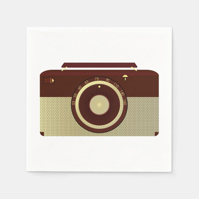 Servilleta De Papel Radio Retro Brown Y Oro Antiguo (Anverso)