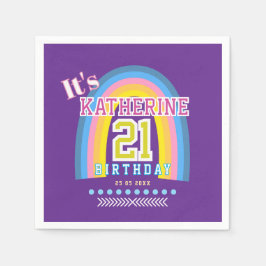 Servilleta De Papel Rainbow 21st Birthday Purple