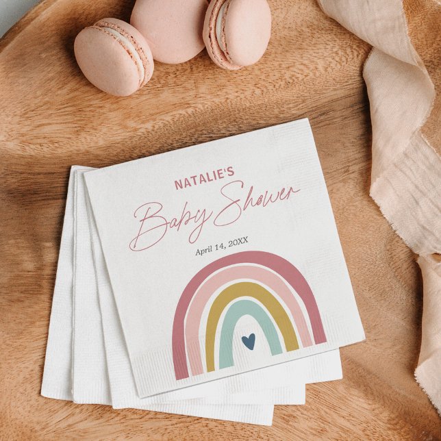 Servilleta De Papel Rainbow Boho Pink Blue Baby Shower (Subido por el creador)
