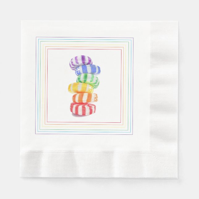 Servilleta De Papel RÁINBOW CANDY Napkins de papel de almuerzo acuñado (Anverso)