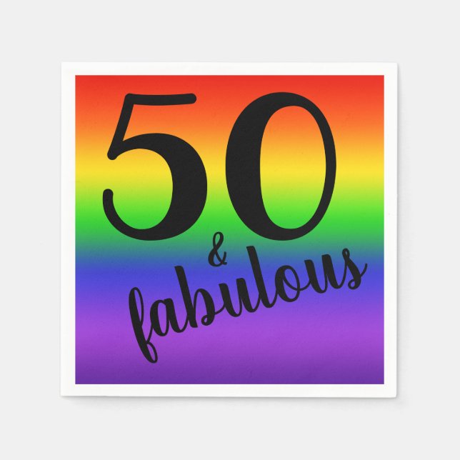Servilleta De Papel Rainbow Cincuenta y fabulosa fiesta de cumpleaños  (Anverso)
