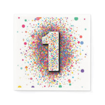 Rainbow Confetti 1st Birthday Napkins Colorful Age