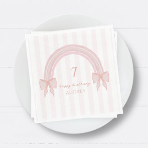 Servilleta De Papel Rainbow Fancy Pink Bows Coquette Cumpleaños