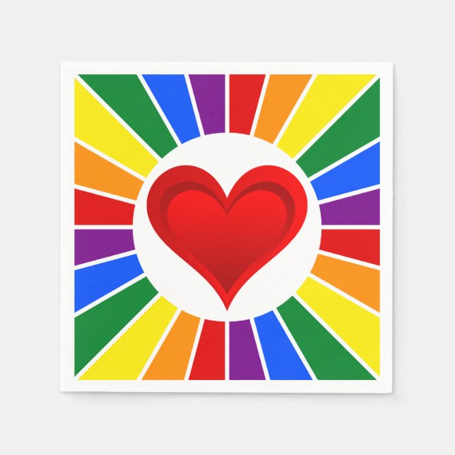 Servilleta De Papel RAINBOW FLAG BUTTON RAYS & Heart + tus ideas (Anverso)