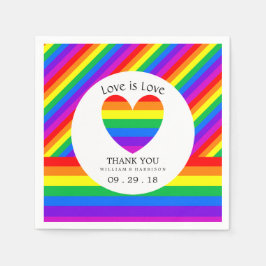 Servilleta De Papel Rainbow Heart Love es Love Boda