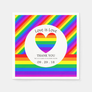 Servilleta De Papel Rainbow Heart Love es Love Boda