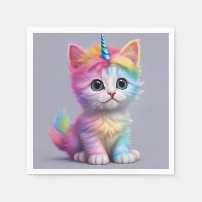 Servilleta De Papel Rainbow Unicorn Kitten (Anverso)