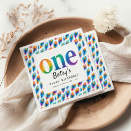 Servilleta De Papel Rainbow Watercolor 1st Birthday | Colorful Baby 