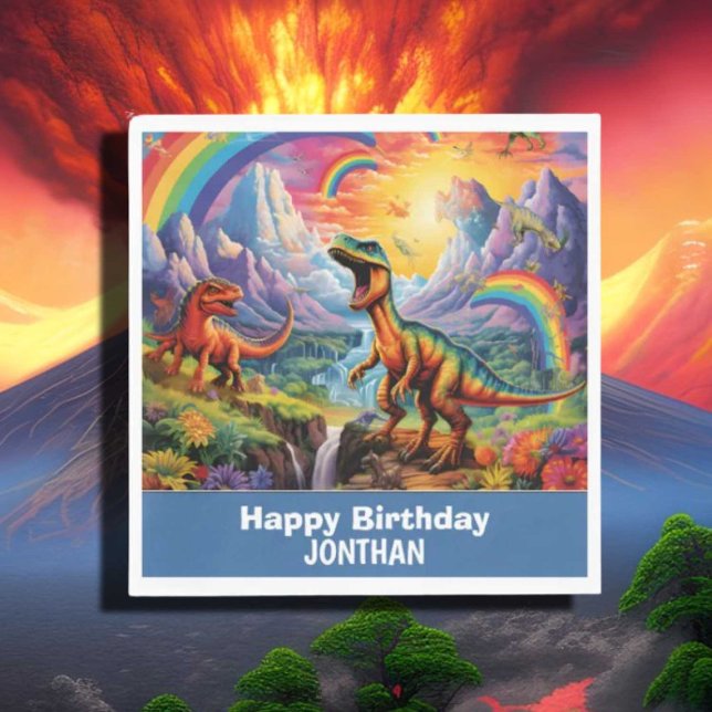 Servilleta De Papel Rainbow Wild Un tema de cumpleaños de un dinosauri (Subido por el creador)