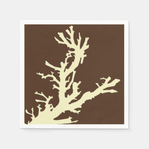 Servilleta De Papel Rama de coral - marrón cacao y beige