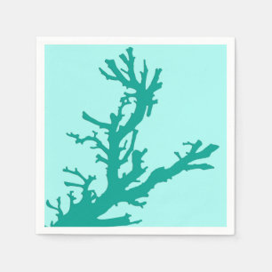 Servilleta De Papel Rama de coral - turquesa y aqua