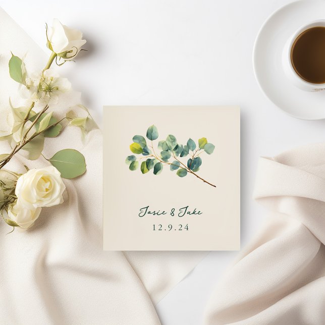 Servilleta De Papel Rama de eucalipto Ropa de boda (Eucalyptus branch wedding napkin)