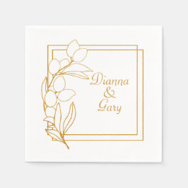 Servilleta De Papel Rama de olivo dorado con marco dorado