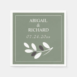 Servilleta De Papel Rama de olivo lisiada boda verde mediterráneo