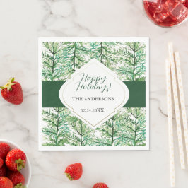 Servilleta De Papel Rama de pino acuarela artificial