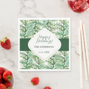 Servilleta De Papel Rama de pino acuarela artificial