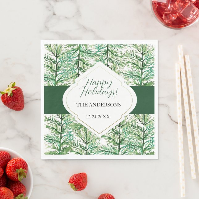 Servilleta De Papel Rama de pino acuarela artificial (In situ)