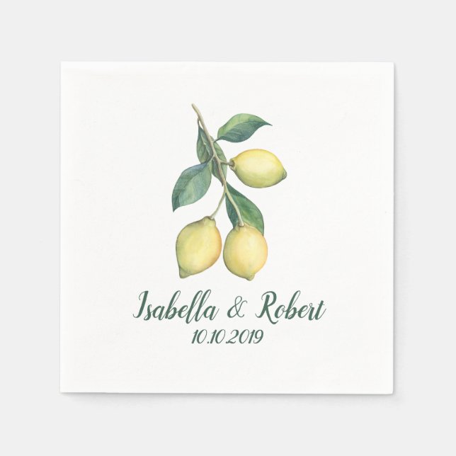 Servilleta De Papel Rama del árbol de limón | BODA (Anverso)