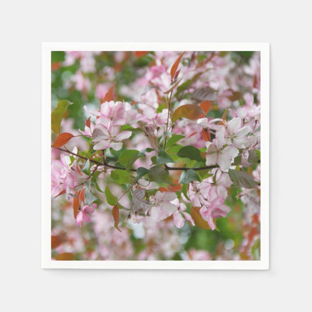 Servilleta De Papel Rama delgada con flores manzana (Anverso)