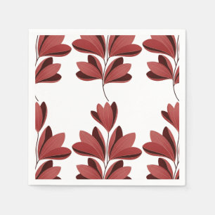Servilleta De Papel Rama floral estilizada de elegante rojo oscuro