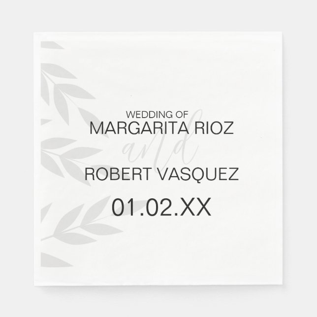 Servilleta De Papel Rama moderna Blanco gris negro (Anverso)