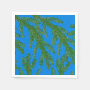 Servilleta De Papel Ramas de abeto verde festivo y ramitas Azul