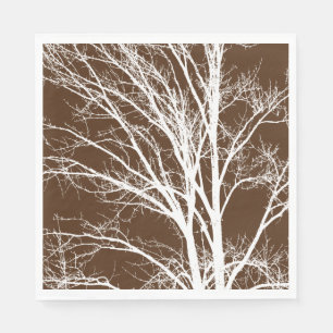 Servilleta De Papel Ramas de árbol blanco marrón