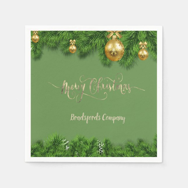 Servilleta De Papel Ramas de árbol de Navidad elegantes, bolas (Anverso)
