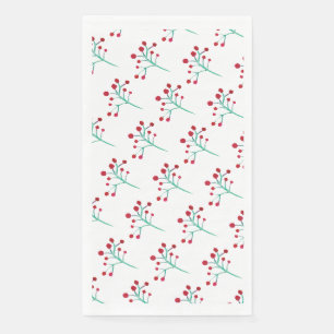 Servilleta De Papel Ramas de bayas de Navidad pintadas con acuarela Pa