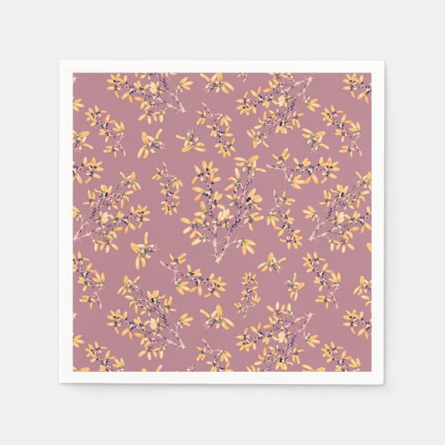 Servilleta De Papel Ramas de espinas negras amarillas (Anverso)