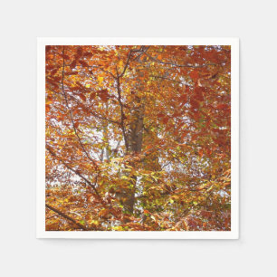 Servilleta De Papel Ramas de Hojas Naranjas Naturaleza de Otoño