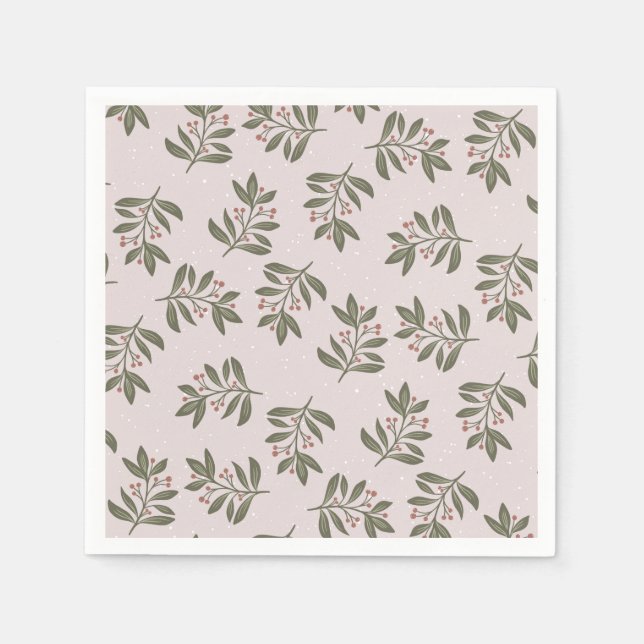 Servilleta De Papel Ramas de invierno y nieve (Anverso)