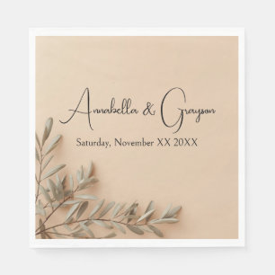 Servilleta De Papel Ramas de olivo realistas en boda beige elegante