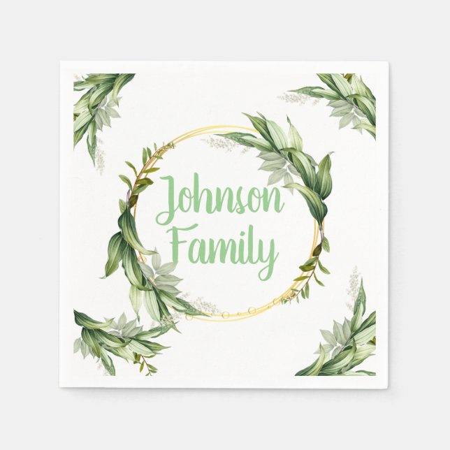 Servilleta De Papel Ramas de olivos con flores (Anverso)