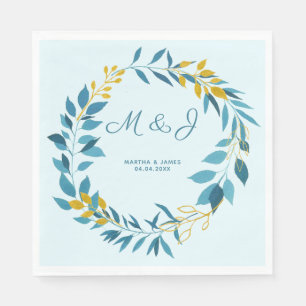 Servilleta De Papel Ramas de oro de Cerulean Wreath Boda Papel Napkin